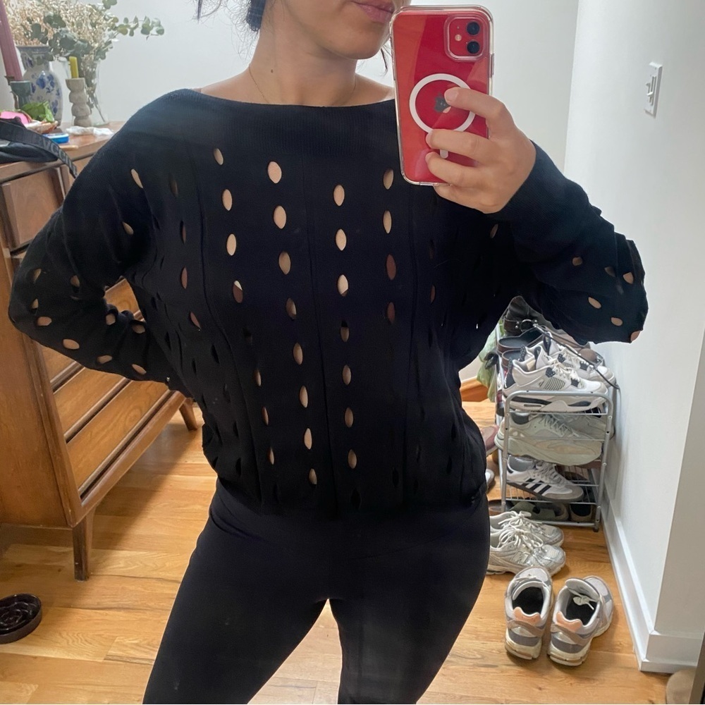 Malene Birger Black Cutout Sweater Top size medium
